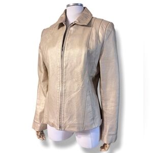 JOHN PAUL RICHARDS Metallic Champagne Light Gold Leather Jacket